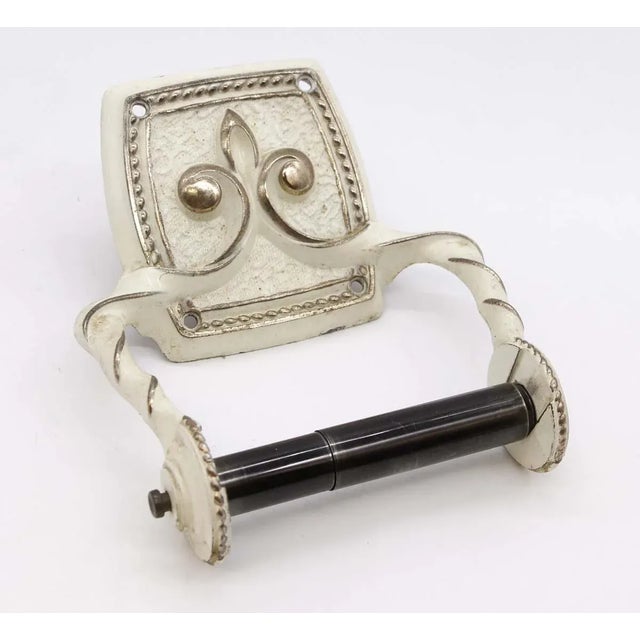 Late 20th Century Vintage French Provincial Off White & Gold 3 Piece Bathroom Hardware Set For Sale - Image 5 of 12