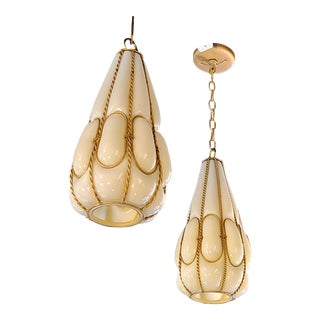 Archimede Seguso (Attrib.) Caged Murano Glass Light Fixtures (2) For Sale