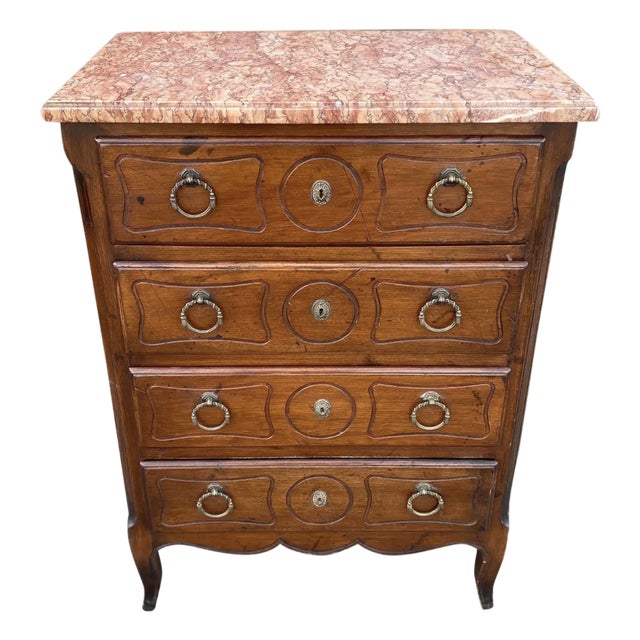 19th Century French Marble Top Bedside Chest For Sale