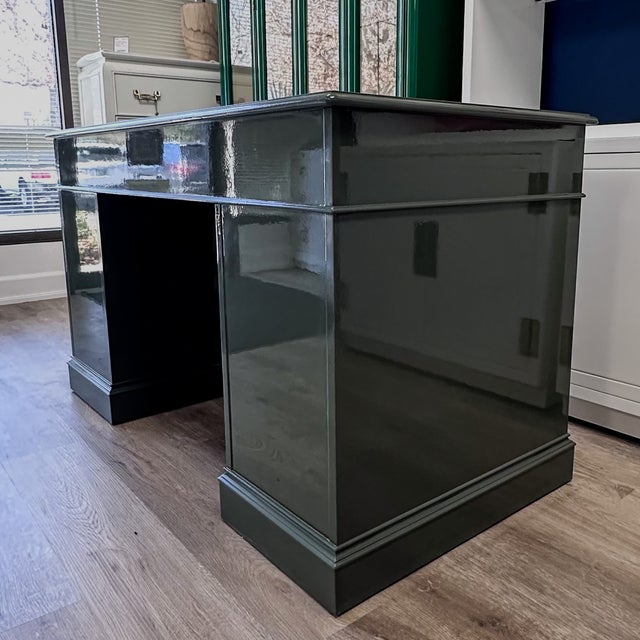 1970s Vintage Lacquered Partner Desk For Sale - Image 10 of 10