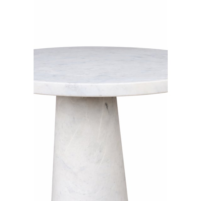 White Sculptural Marble Pedestal Table in the Style of 1970 Angelo Mangiarotti For Sale - Image 8 of 10
