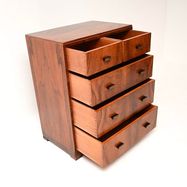 Wood Art Deco Figured Walnut Chest of Drawers from Heals, 1930 For Sale - Image 7 of 11