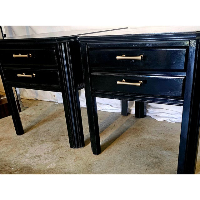 Pair of Revived Maison Jansen Style 1980s Black Lacquer Side Tables For Sale In Atlanta - Image 6 of 9