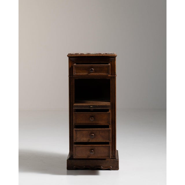 19th Century 19th Century France Rich Walnut Brown Narrow Walnut Semainier For Sale - Image 5 of 11