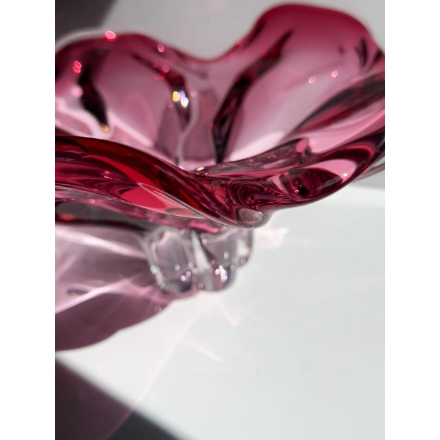 Large Cranberry Glass Bowl by Josef Hospodka for Chribska, Czechoslovakia, 1960s, in Flawless conditions. Designed 1960 to...