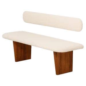 Bench in Pine & in White Bouclé Fabric by Birger Hahl, 1947