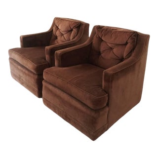 1960s Mid Century Velvet Club Chairs - a Pair For Sale