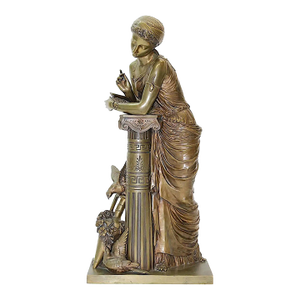 19th-Century French Bronze Sculpture, Woman Leaning on Column