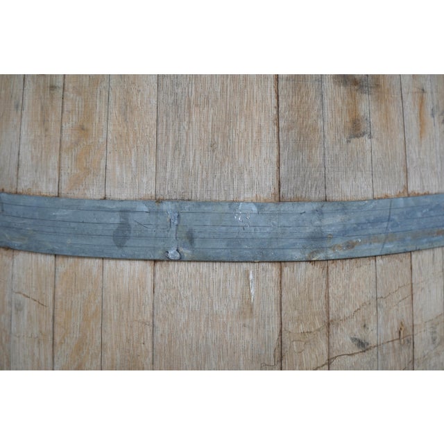 Vintage Oak Wine Barrel Table W. Glass Top For Sale - Image 11 of 13
