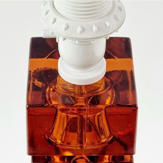 Large Mid-Century Scandinavian Art Glass & Brass Table Lamp by Carl Fagerlund for Orrefors, Sweden, 1960s For Sale - Image 10 of 12