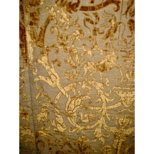 17th Century Italian Silk Cut Velvet on Silver Thread Grotesque Tapestry For Sale - Image 9 of 11