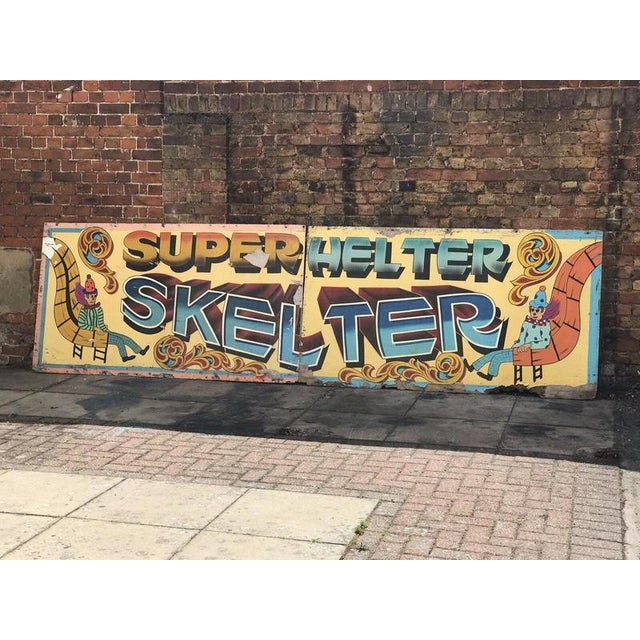 Paint Large Fairground Helter Skelter Painted Wooden Sign, 1970s For Sale - Image 7 of 9