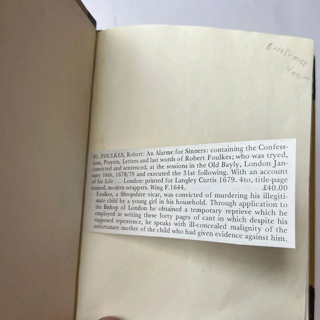 English 17th Century Book: An Alarme for Sinners...Last Words of Robert Foulkes For Sale - Image 3 of 11