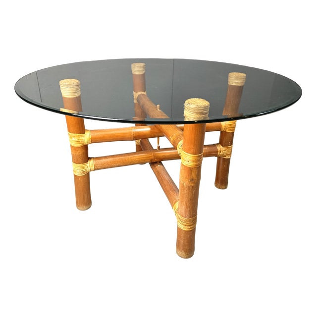 Vintage Bamboo Dining Table, 1970s For Sale