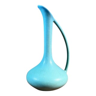 Early 20th Century Early Van Briggle Art Pottery Ewer, Matte Turquoise, 11.5” For Sale