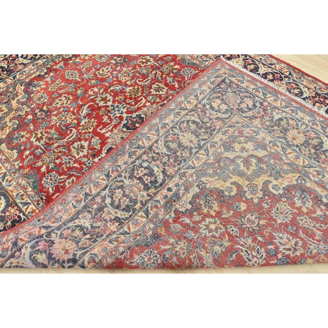 Najafabad Rug 8’2” X 12′ Red Wool Traditional Vintage Hand-Knotted Carpet For Sale - Image 14 of 15