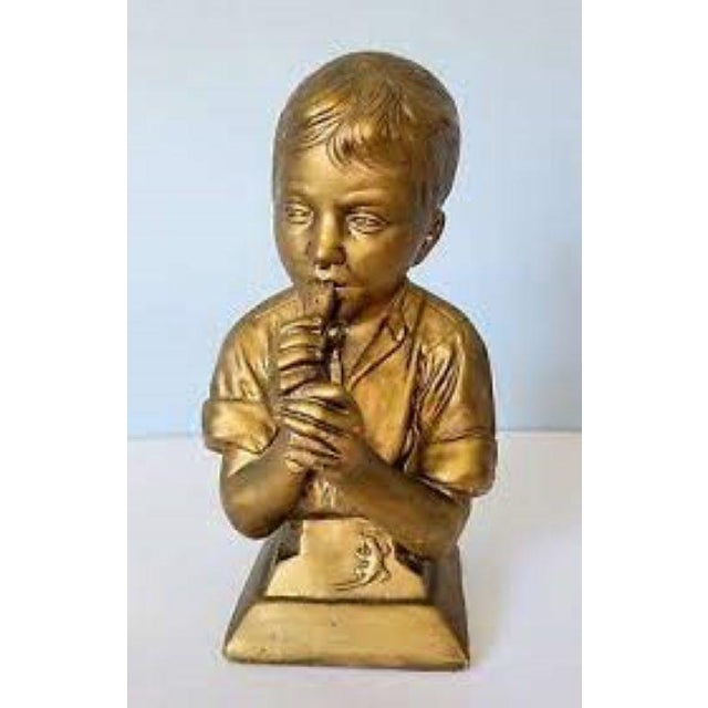 This beautiful set of Villanis copyright 1959 signed bookends of Music, boy playing flute, and annoyed girl is so adorable...