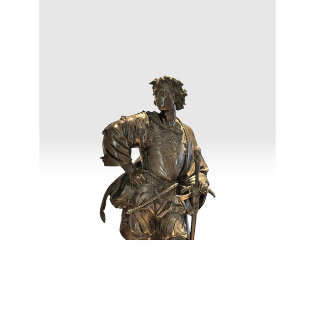 Mid 19th Century Antique 25” Signed 19th Century French Bronze Sculpture the Landsknecht Cavalier by Albert-Ernest Carrier Belleuse For Sale - Image 5 of 12