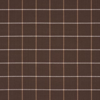 Schumacher X Mark D. Sikes Frannie Windowpane Fabric In Chocolate For Sale
