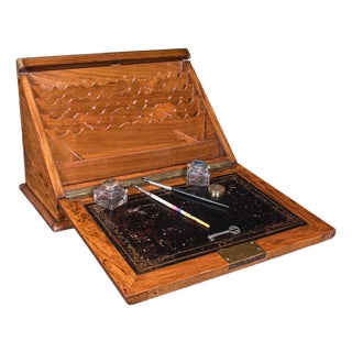 Antique Admiral's Writing Station, English, Walnut, Stationery Case, Regency For Sale