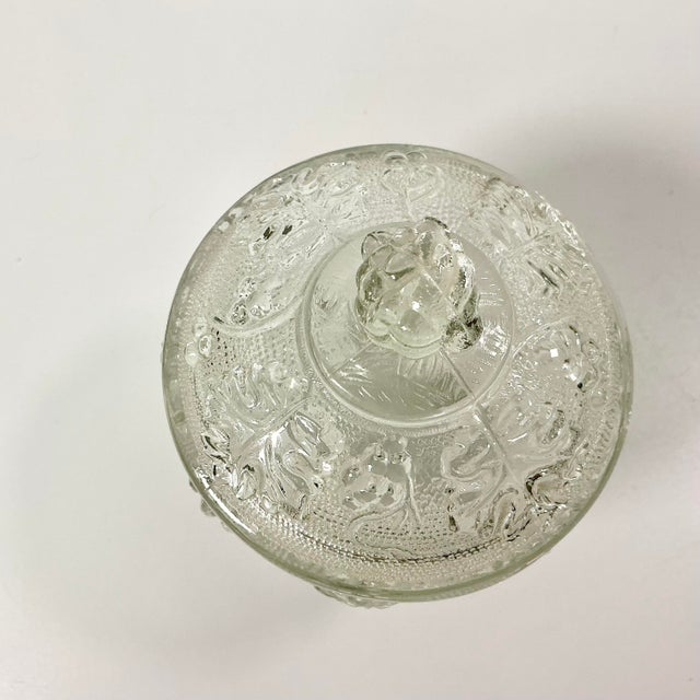 Glass Early 20th C. Antique Boho Chic Americana Pressed Glass Lidded Footed Candy Dish, Indiana Glass Attributed For Sale - Image 7 of 9