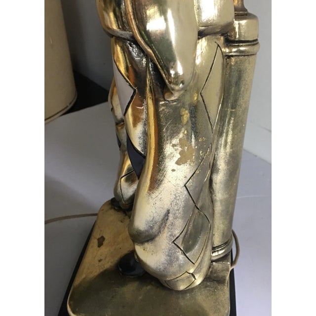 Midcentury Figural Jester Harlequin Plaster Table Lamp For Sale - Image 9 of 11