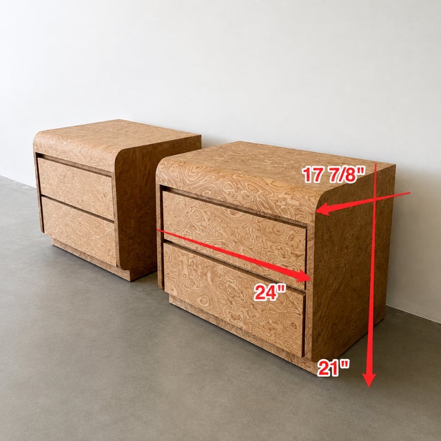1970s Mid-Century Modern Walnut Burl Two-Drawer Nightstands, Pair For Sale - Image 10 of 10