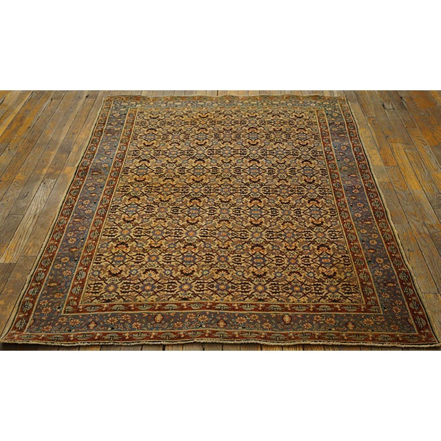 Late 19th Century Persian Tabriz Haji Jalili Carpet ( 4'2" x 5'3" - 127 x 160 ) Antique Tabriz Small Scatter Size Wool...