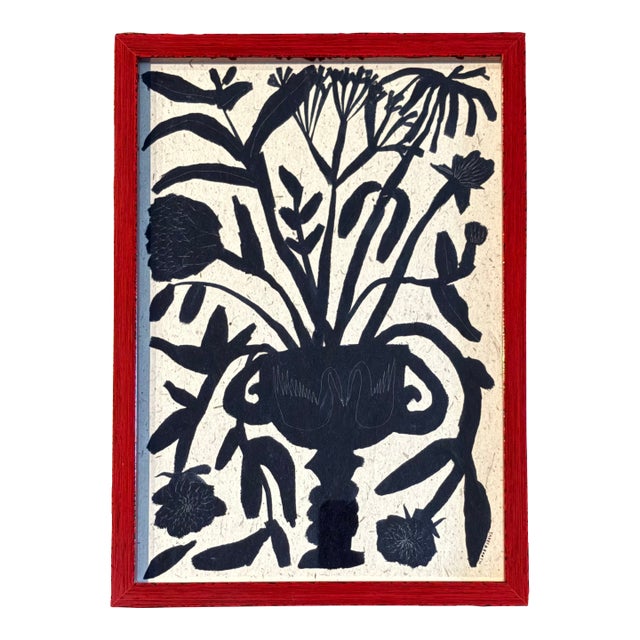 2026 Uk Giclee Botanical Spray in Swan Urn, Framed For Sale