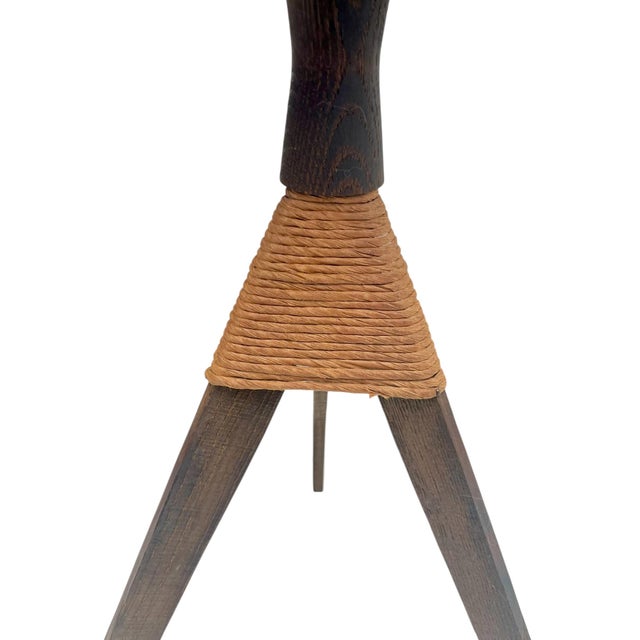 Textile Pair Mid-Century Woven Basket Planters on Tripod Stands For Sale - Image 7 of 14