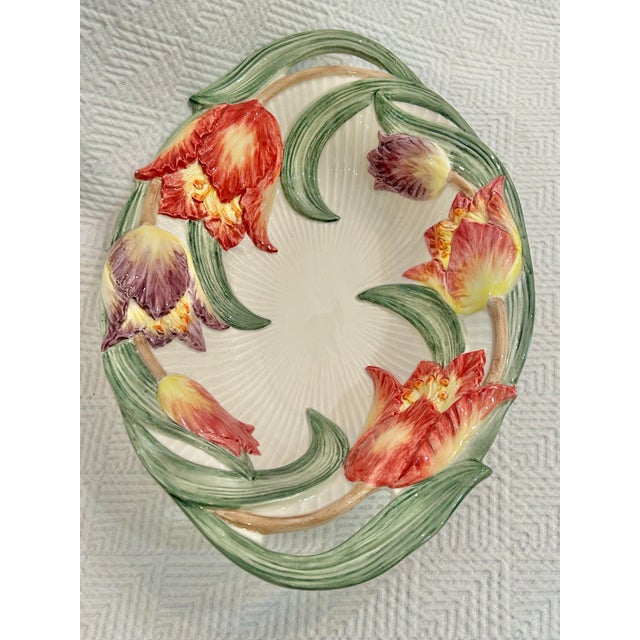 1990s 1995 Fitz and Floyd “Tulip Swan” 13” Serving Bowl For Sale - Image 5 of 11