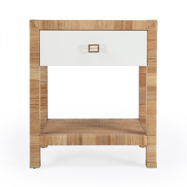 Corfu 24 in. W Rectangular Rattan 1 Drawer Nightstand with Lower Open Shelf For Sale In Chicago - Image 6 of 11