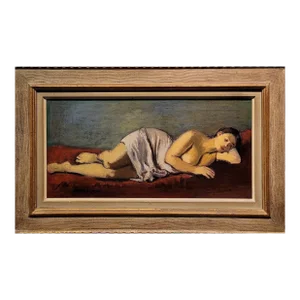 Raphael Soyer - Nude Model Resting in Bed - Oil Painting