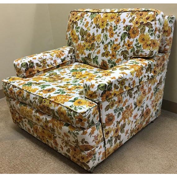 picture Floral Armchair With Ottoman mid century floral pattern lounge chairs and ottoman set of 3