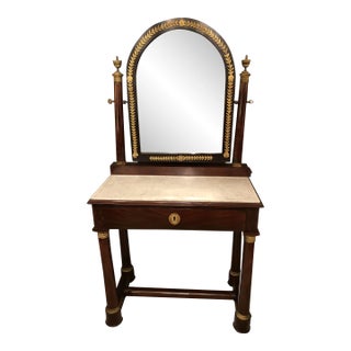 Federal Mahogany and Marble Vanity With Bronze Details For Sale