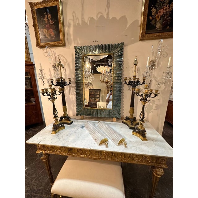 Murano Glass Fontana Green Fold Mirror For Sale In Dallas - Image 6 of 8
