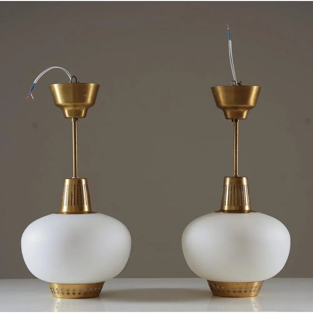 Swedish Pendants in Brass by Hans Bergström for Ateljé Lyktan, 1950s, Set of 2 For Sale - Image 3 of 9
