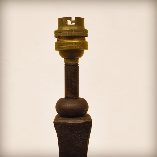 Brutalist Lamp Base in Wrought and Hammered Iron, France, 1920s For Sale - Image 4 of 16