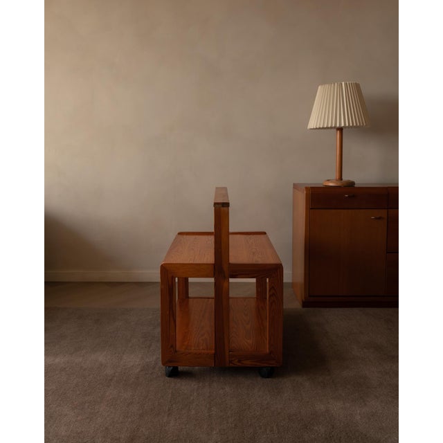 Mid-Century Modern Vintage Folding Pine Serving Bar Cart, 1970s For Sale - Image 3 of 15