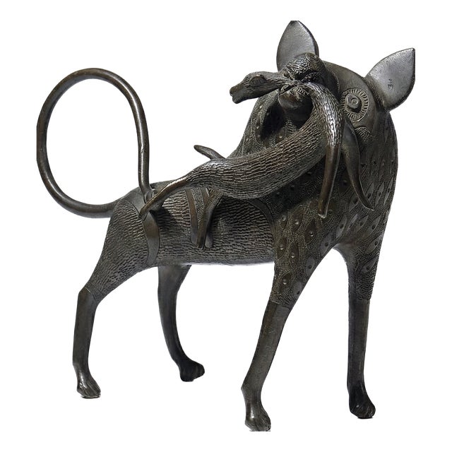 Bronze Lion or Hyena, Dahomey Cotonou, Benin, 1950s For Sale