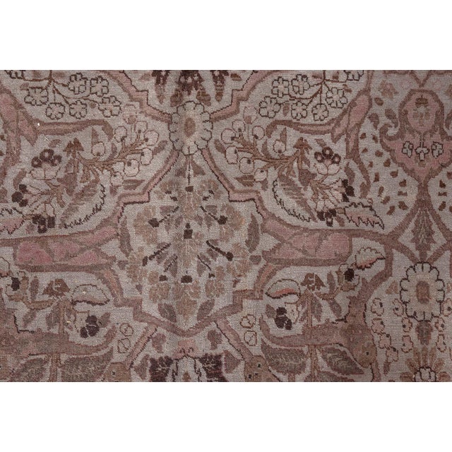 1920s Authentic Persian Tabriz Brown Handmade Wool Rug For Sale - Image 5 of 10
