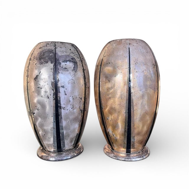 Art Deco Mid 20th Century Heavily Patinated Art Deco WMF Vases - A Pair For Sale - Image 3 of 5