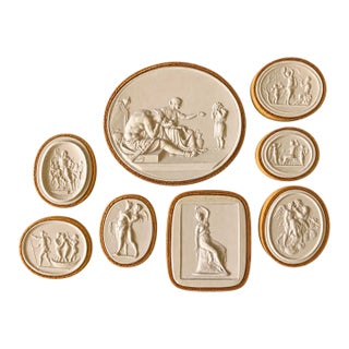 Antique Italian Grand Tour Plaster Intaglios - Set of 8 (Group #11) For Sale