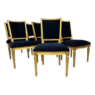 21st Century Louis XVI Style Gold Gilded Ethan Allen Chairs, Set of 8 For Sale