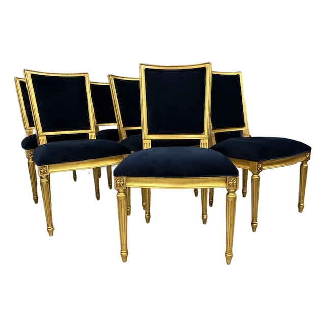 21st Century Louis XVI Style Gold Gilded Ethan Allen Chairs, Set of 8 For Sale