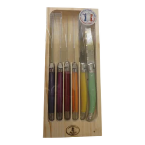 French Jean Dubost Laguiole Multi Color Steak Knives- Set of 6