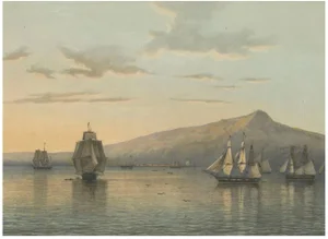 View of Anjer Near the Krakatoa Volcano, 1872, Paper