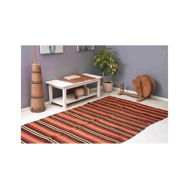 1960s Decorative Vintage Striped Kilim Rug - 5`1" X 10`10" For Sale - Image 5 of 6