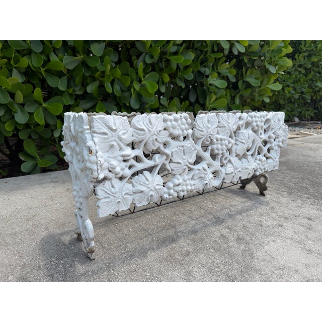 French Country Vintage Cast Iron Grapevine Motif Jardiniere Planter For Sale - Image 3 of 12