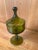 Mid-Century Modern Vintage Olive Green Hand Blown Empoli Compote For Sale - Image 3 of 10